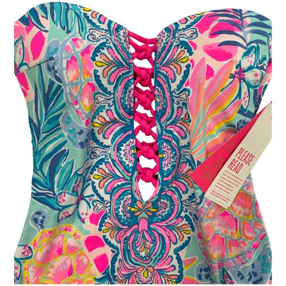 Lilly Pulitzer Jules One-Piece Swimsuit Seaglass Aqua Rainforest Size 2 NWT - Picture 5 of 10
